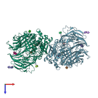 PDB entry 1wcy coloured by chain, top view.