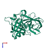 PDB entry 1wcz coloured by chain, top view.