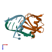 PDB entry 1wd1 coloured by chain, top view.
