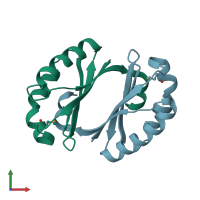 PDB entry 1wd6 coloured by chain, front view.