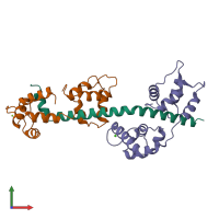 PDB entry 1wdc coloured by chain, front view.