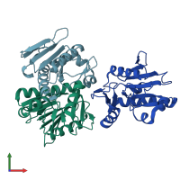 PDB entry 1wdj coloured by chain, front view.