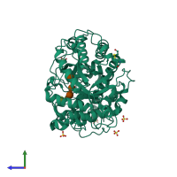 PDB entry 1wdr coloured by chain, side view.