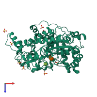 PDB entry 1wds coloured by chain, top view.