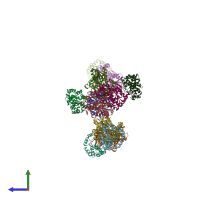 PDB entry 1wdw coloured by chain, side view.