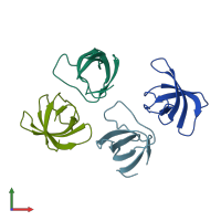 PDB entry 1wdx coloured by chain, front view.