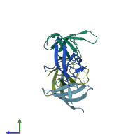 PDB entry 1wdx coloured by chain, side view.