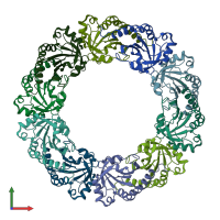 PDB entry 1we0 coloured by chain, front view.