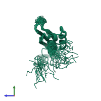 PDB entry 1we8 coloured by chain, ensemble of 20 models, side view.