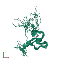 PDB entry 1wee coloured by chain, ensemble of 20 models, front view.