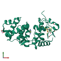 PDB entry 1wei coloured by chain, front view.