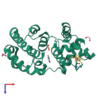 PDB entry 1wei coloured by chain, top view.