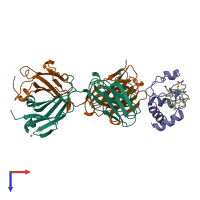 PDB entry 1wej coloured by chain, top view.