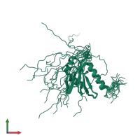 PDB entry 1wel coloured by chain, ensemble of 20 models, front view.