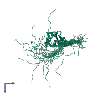 PDB entry 1wel coloured by chain, ensemble of 20 models, top view.