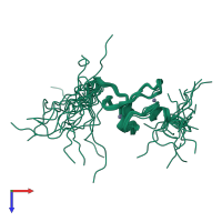 PDB entry 1wes coloured by chain, ensemble of 20 models, top view.