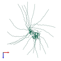 PDB entry 1weu coloured by chain, ensemble of 20 models, top view.