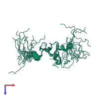 PDB entry 1wev coloured by chain, ensemble of 20 models, top view.