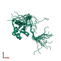 PDB entry 1wex coloured by chain, ensemble of 20 models, front view.