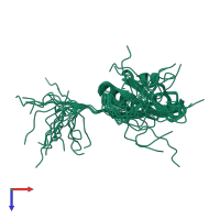 PDB entry 1wez coloured by chain, ensemble of 20 models, top view.