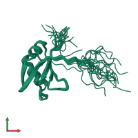 PDB entry 1wf0 coloured by chain, ensemble of 20 models, front view.