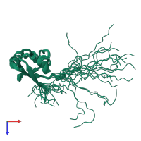 PDB entry 1wf7 coloured by chain, ensemble of 20 models, top view.