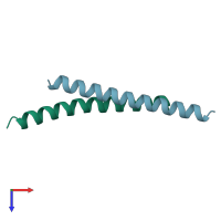 PDB entry 1wfb coloured by chain, top view.