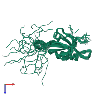 PDB entry 1wfg coloured by chain, ensemble of 20 models, top view.