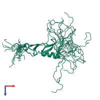 PDB entry 1wfk coloured by chain, ensemble of 20 models, top view.