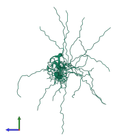 PDB entry 1wfl coloured by chain, ensemble of 20 models, side view.