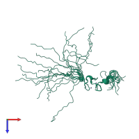 PDB entry 1wfl coloured by chain, ensemble of 20 models, top view.