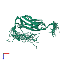PDB entry 1wfn coloured by chain, ensemble of 20 models, top view.