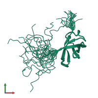 PDB entry 1wfq coloured by chain, ensemble of 20 models, front view.