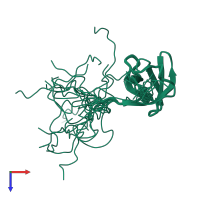 PDB entry 1wfq coloured by chain, ensemble of 20 models, top view.