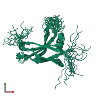 PDB entry 1wft coloured by chain, ensemble of 20 models, front view.
