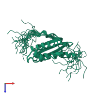 PDB entry 1wfz coloured by chain, ensemble of 20 models, top view.