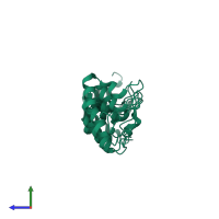PDB entry 1wg0 coloured by chain, side view.