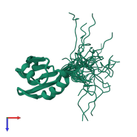PDB entry 1wg1 coloured by chain, ensemble of 20 models, top view.
