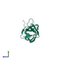 PDB entry 1wg3 coloured by chain, side view.
