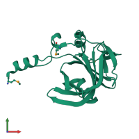 PDB entry 1wgb coloured by chain, front view.
