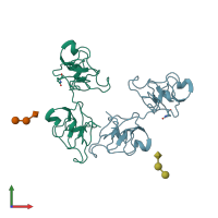 PDB entry 1wgc coloured by chain, front view.