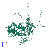 PDB entry 1wgg coloured by chain, ensemble of 20 models, top view.