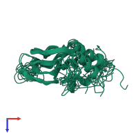PDB entry 1wgp coloured by chain, ensemble of 20 models, top view.
