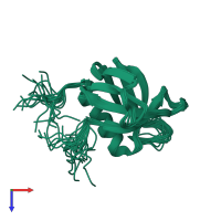 PDB entry 1wgq coloured by chain, ensemble of 20 models, top view.