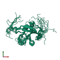 PDB entry 1wgy coloured by chain, ensemble of 20 models, front view.
