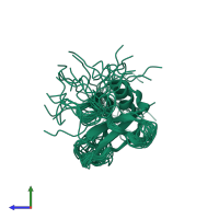 PDB entry 1wgy coloured by chain, ensemble of 20 models, side view.