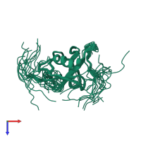 PDB entry 1wgy coloured by chain, ensemble of 20 models, top view.