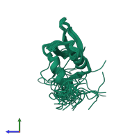 PDB entry 1wh2 coloured by chain, ensemble of 20 models, side view.