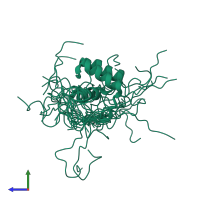 PDB entry 1wh5 coloured by chain, ensemble of 20 models, side view.