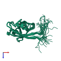 PDB entry 1wha coloured by chain, ensemble of 20 models, top view.